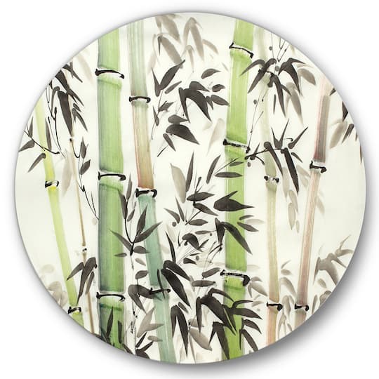 Designart - Bamboo Branches In The Forest II - Lake House Metal Circle Wall Art